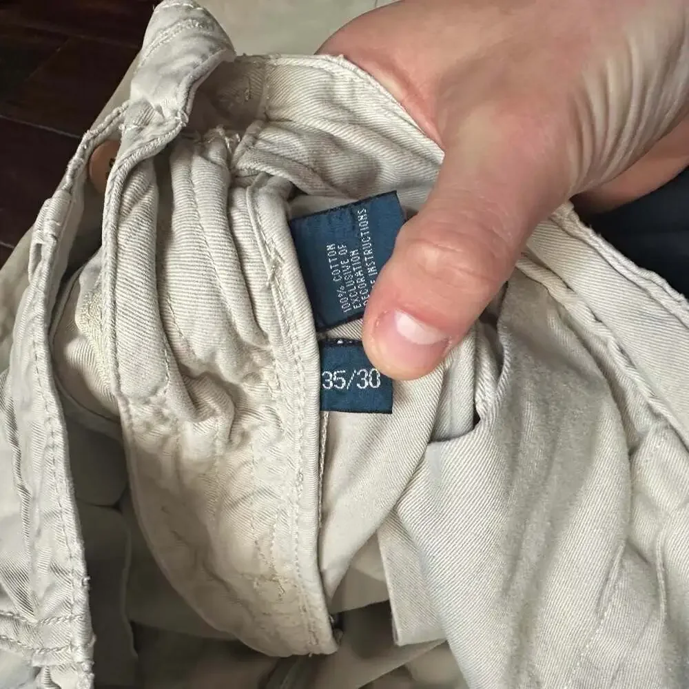 Vintage 90s Polo Ralph Lauren Relaxed Baggy Chino Pants Beige 35x30